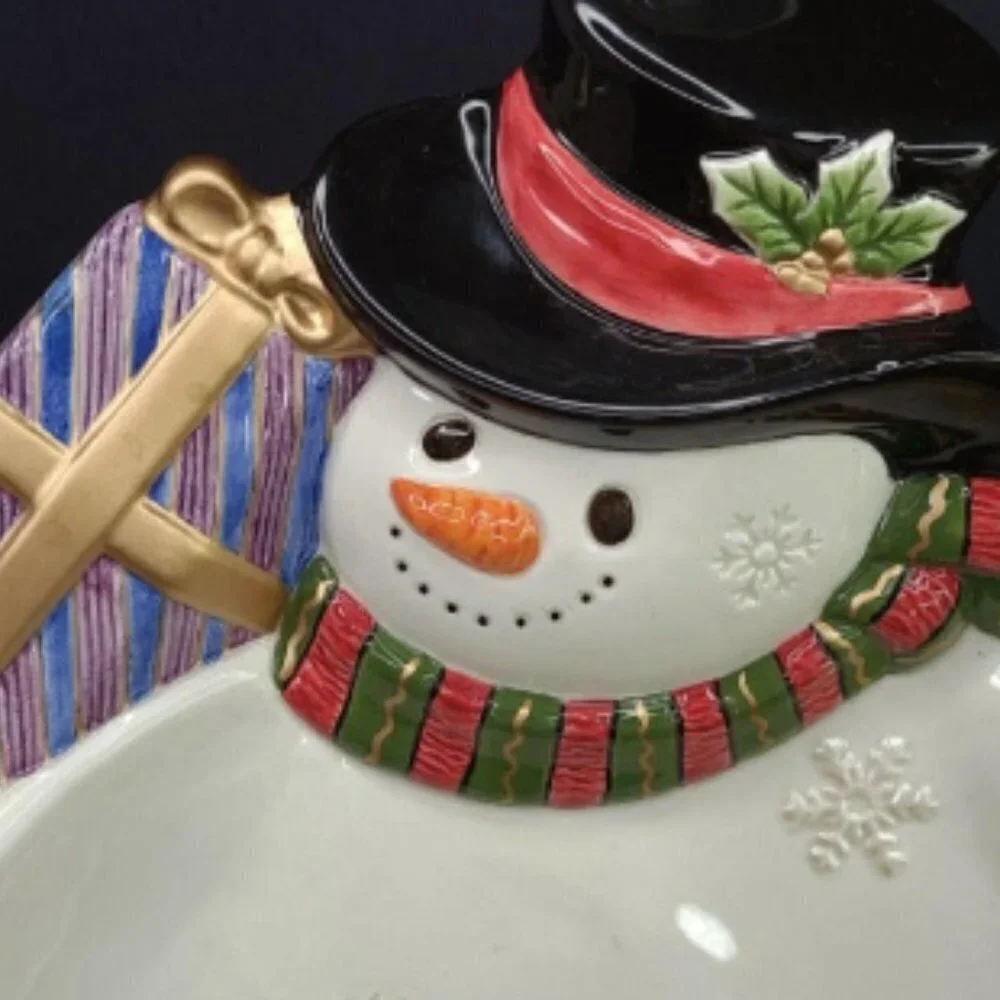 Rare Fitz and Floyd Snowman with Top-Hat Platter​​​​​​​​​​​ - Picture 2 of 6